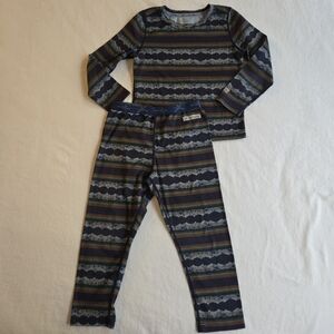 Terramar Boys 4T Thermal Base Layer Set Navy Alpine Mountain Multicolor Stripes